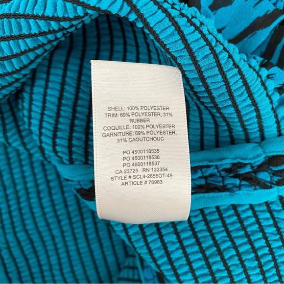 ARITZIA Wilfred Lilith Chiffon Cropped Blouse in Teal/Black, Size Medium - Picture 6 of 13